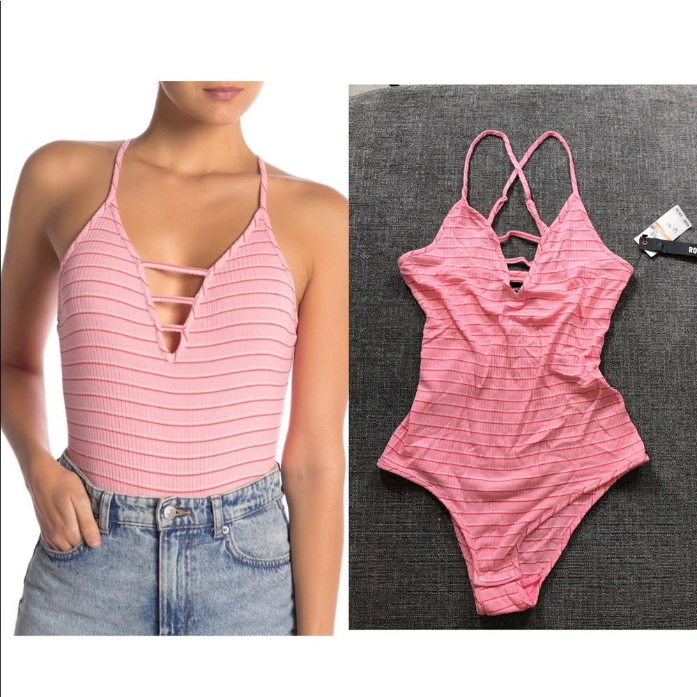 NWT Room Service strip bodysuit
